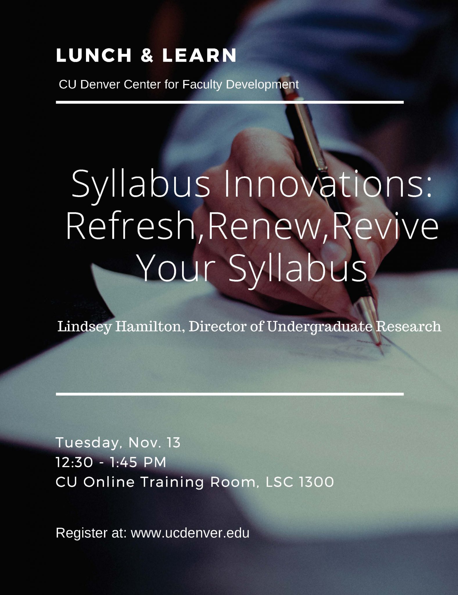Lunch & Learn: Syllabus Innovations: Refresh,Renew,Revive Your Syllabus event flyer