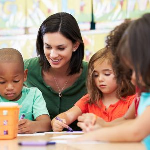 Teacher with children