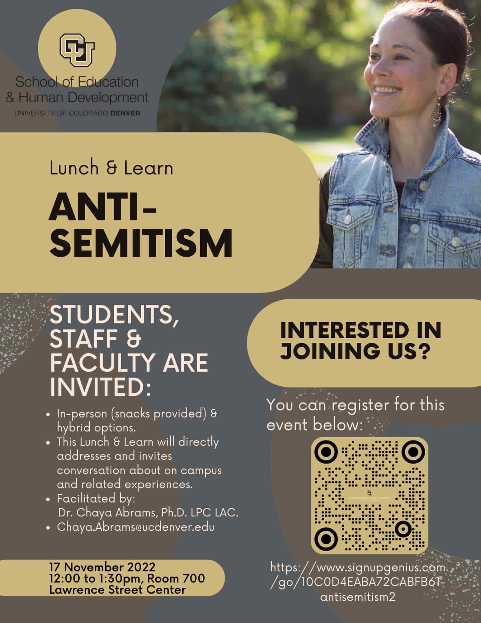 Anti Semitism lunch and learn event flyer